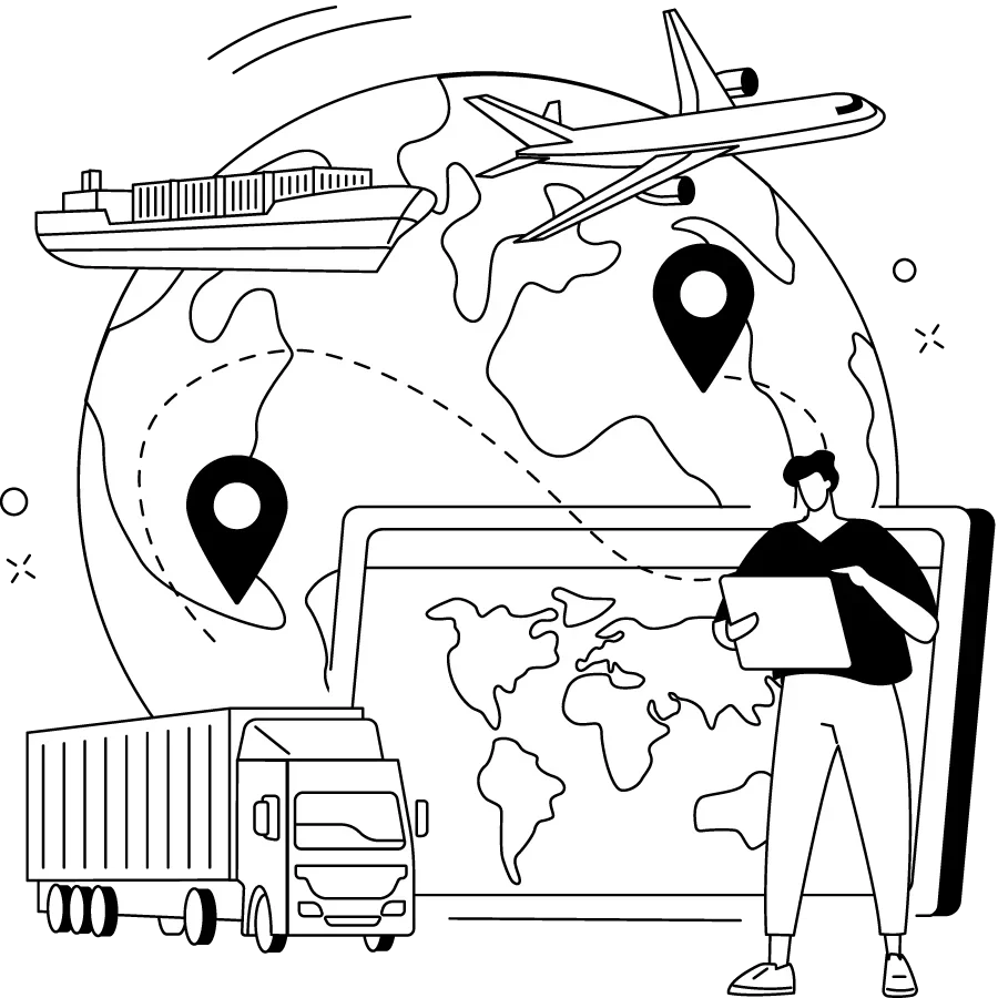 Bethel Trading Solutions import logistics coordination flat design