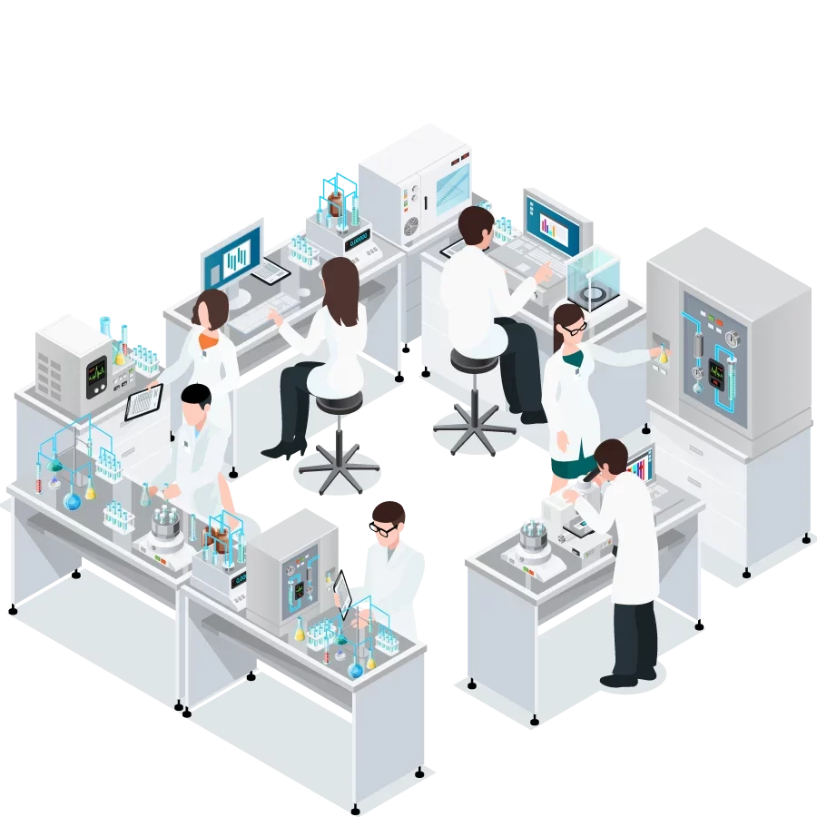 Bethel Trading Solutions science lab workplace flat design